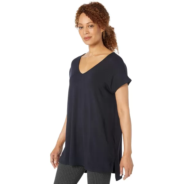 Amazon Essentials Womens Supersoft Terry RelaxedFit DolmanSleeve VNeck Tunic Previously Daily RitualRayon Blend Navy