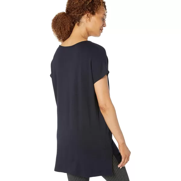 Amazon Essentials Womens Supersoft Terry RelaxedFit DolmanSleeve VNeck Tunic Previously Daily RitualRayon Blend Navy