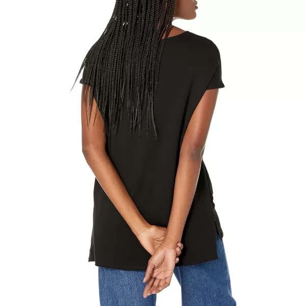Amazon Essentials Womens Supersoft Terry RelaxedFit DolmanSleeve VNeck Tunic Previously Daily RitualSustainably Sourced Rayon Blend Black