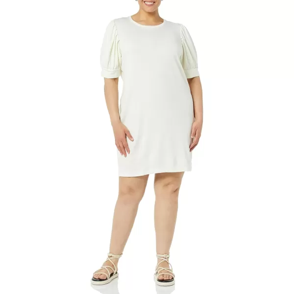 Amazon Essentials Womens Supersoft Terry RelaxedFit ShortSleeve PuffSleeve Dress Previously Daily RitualRayon Blend Cream