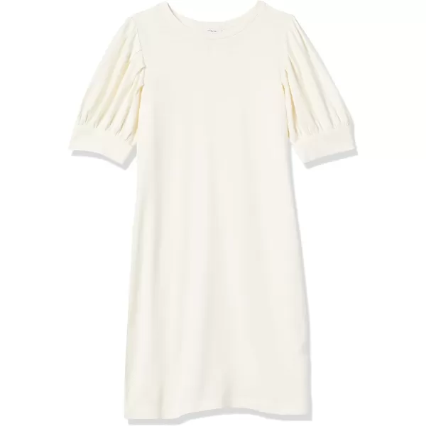 Amazon Essentials Womens Supersoft Terry RelaxedFit ShortSleeve PuffSleeve Dress Previously Daily RitualRayon Blend Cream