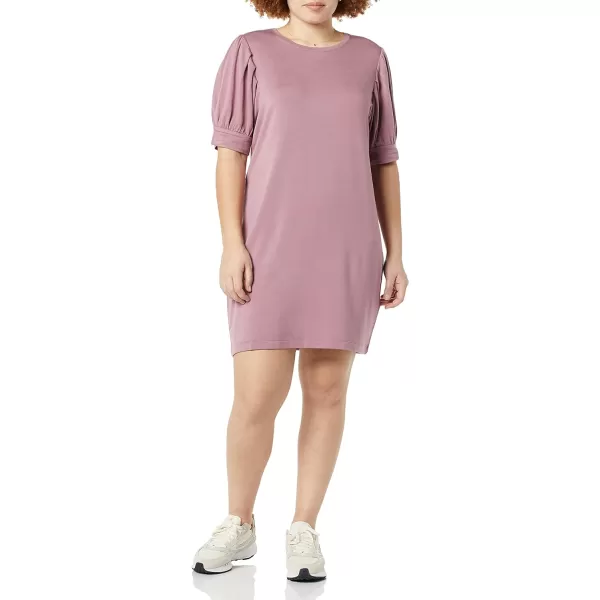 Amazon Essentials Womens Supersoft Terry RelaxedFit ShortSleeve PuffSleeve Dress Previously Daily RitualRayon Blend Dusty Lilac