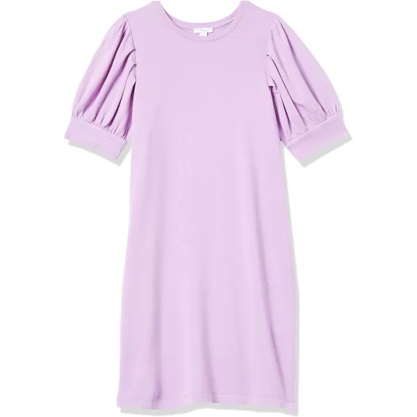 Amazon Essentials Womens Supersoft Terry RelaxedFit ShortSleeve PuffSleeve Dress Previously Daily RitualRayon Blend Lilac