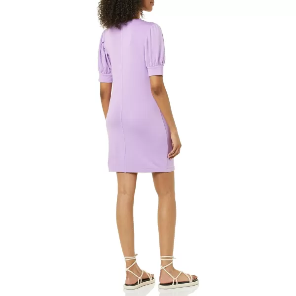 Amazon Essentials Womens Supersoft Terry RelaxedFit ShortSleeve PuffSleeve Dress Previously Daily RitualRayon Blend Lilac