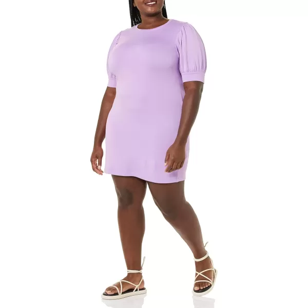 Amazon Essentials Womens Supersoft Terry RelaxedFit ShortSleeve PuffSleeve Dress Previously Daily RitualRayon Blend Lilac