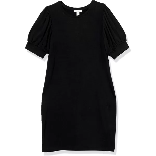 Amazon Essentials Womens Supersoft Terry RelaxedFit ShortSleeve PuffSleeve Dress Previously Daily RitualSustainably Sourced Rayon Blend Black
