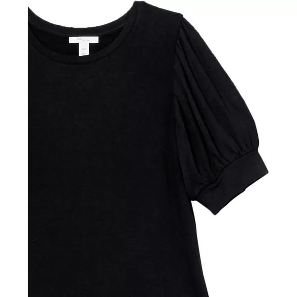 Amazon Essentials Womens Supersoft Terry RelaxedFit ShortSleeve PuffSleeve Dress Previously Daily RitualSustainably Sourced Rayon Blend Black