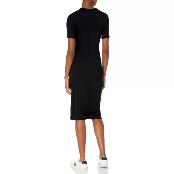 Amazon Essentials Womens Supersoft Terry ShortSleeve Crewneck TieFront Midi Dress Previously Daily RitualBlack