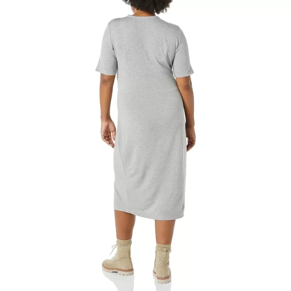 Amazon Essentials Womens Supersoft Terry ShortSleeve Crewneck TieFront Midi Dress Previously Daily RitualGrey Heather