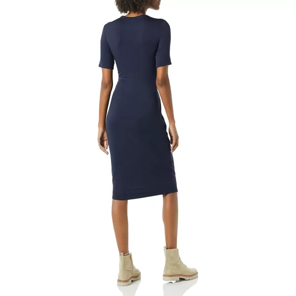 Amazon Essentials Womens Supersoft Terry ShortSleeve Crewneck TieFront Midi Dress Previously Daily RitualNavy