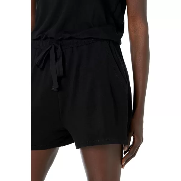 Amazon Essentials Womens Supersoft Terry ShortSleeve VNeck Romper Previously Daily RitualRayon Blend Black