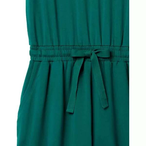 Amazon Essentials Womens Supersoft Terry ShortSleeve VNeck Romper Previously Daily RitualRayon Blend Dark Emerald Green