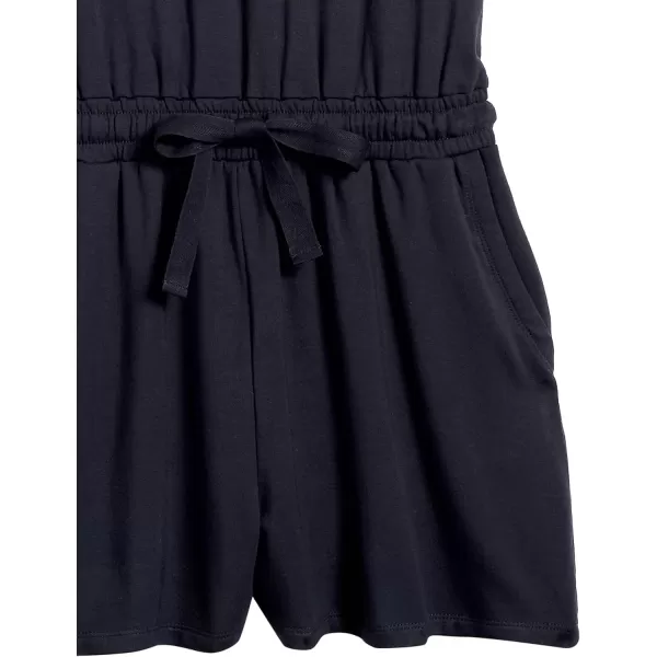 Amazon Essentials Womens Supersoft Terry ShortSleeve VNeck Romper Previously Daily RitualRayon Blend Navy