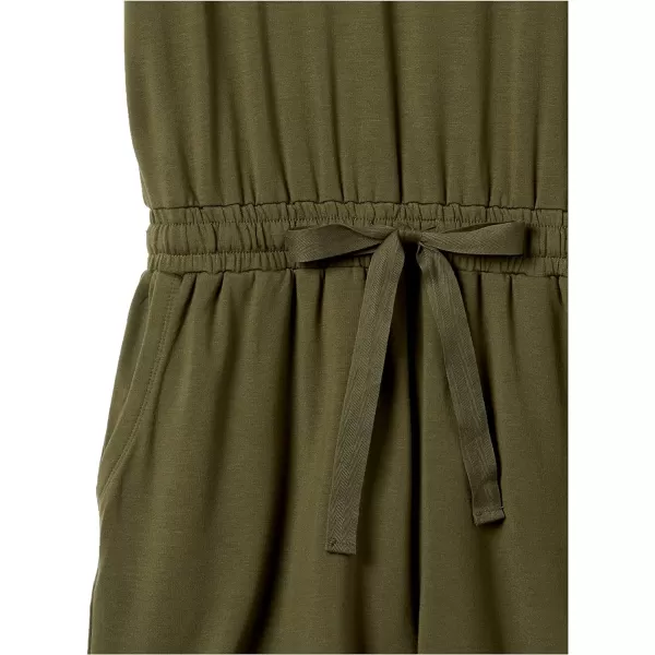 Amazon Essentials Womens Supersoft Terry ShortSleeve VNeck Romper Previously Daily RitualRayon Blend Olive