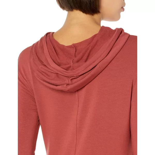 Amazon Essentials Womens Supersoft Terry StandardFit LongSleeve Hooded Pullover Previously Daily RitualBrick Red
