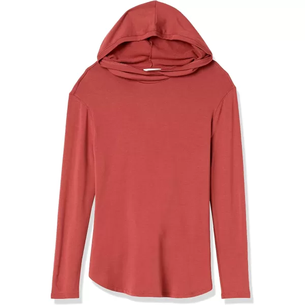 Amazon Essentials Womens Supersoft Terry StandardFit LongSleeve Hooded Pullover Previously Daily RitualBrick Red