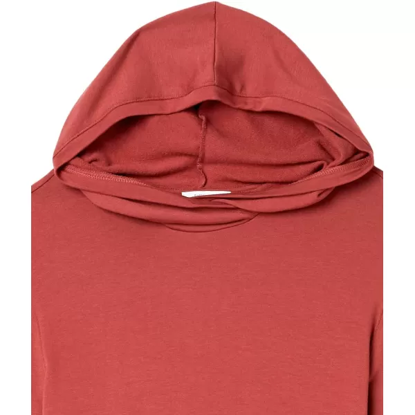 Amazon Essentials Womens Supersoft Terry StandardFit LongSleeve Hooded Pullover Previously Daily RitualBrick Red