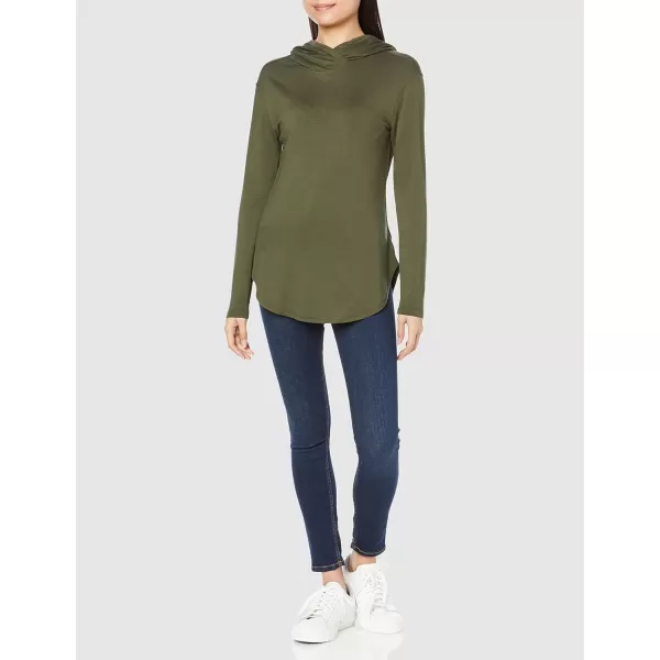 Amazon Essentials Womens Supersoft Terry StandardFit LongSleeve Hooded Pullover Previously Daily RitualSustainably Sourced Rayon Blend Olive