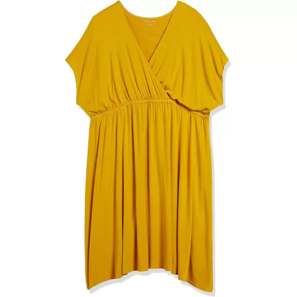 Amazon Essentials Womens Surplice Dress Available in Plus SizeRayon Blend Dark Golden Yellow