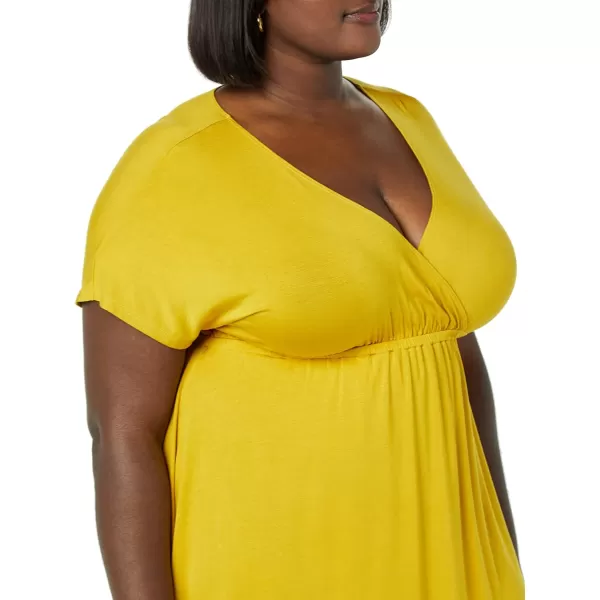 Amazon Essentials Womens Surplice Dress Available in Plus SizeRayon Blend Dark Golden Yellow