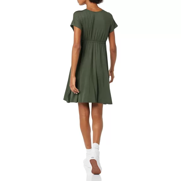 Amazon Essentials Womens Surplice Dress Available in Plus SizeRayon Blend Dark Olive