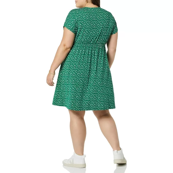 Amazon Essentials Womens Surplice Dress Available in Plus SizeRayon Blend Green Floral