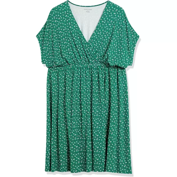 Amazon Essentials Womens Surplice Dress Available in Plus SizeRayon Blend Green Floral