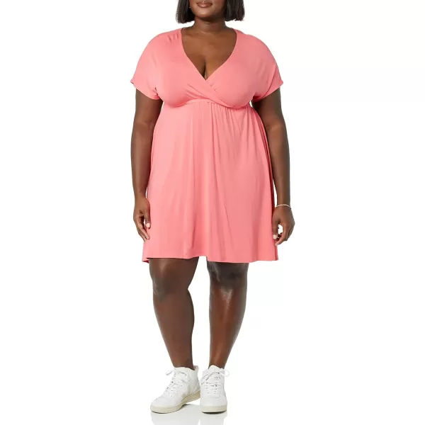 Amazon Essentials Womens Surplice Dress Available in Plus SizeRayon Blend Hot Pink