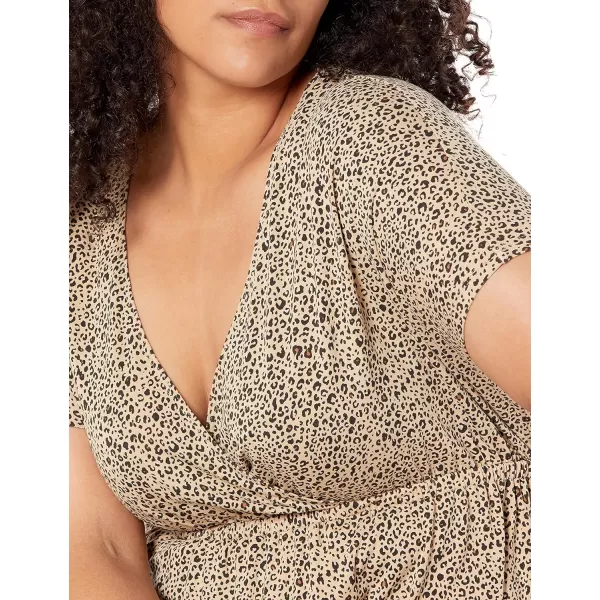 Amazon Essentials Womens Surplice Dress Available in Plus SizeRayon Blend Leopard