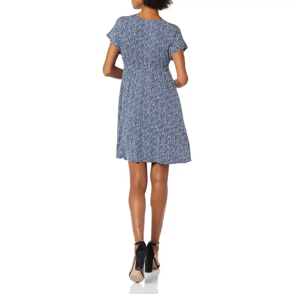 Amazon Essentials Womens Surplice Dress Available in Plus SizeRayon Blend Navy Animal Print