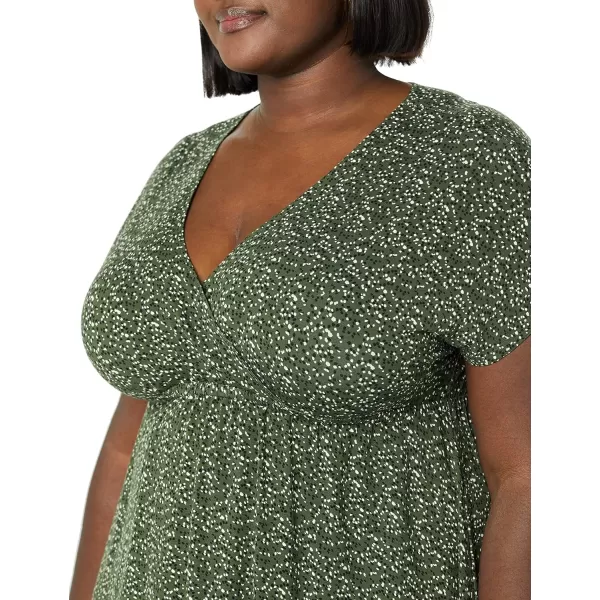 Amazon Essentials Womens Surplice Dress Available in Plus SizeRayon Blend Olive Dots