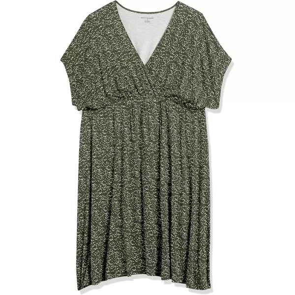 Amazon Essentials Womens Surplice Dress Available in Plus SizeRayon Blend Olive Dots