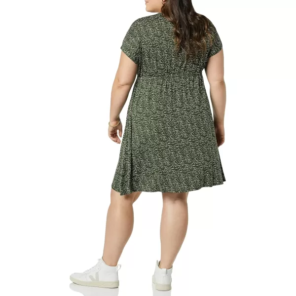 Amazon Essentials Womens Surplice Dress Available in Plus SizeRayon Blend Olive Dots