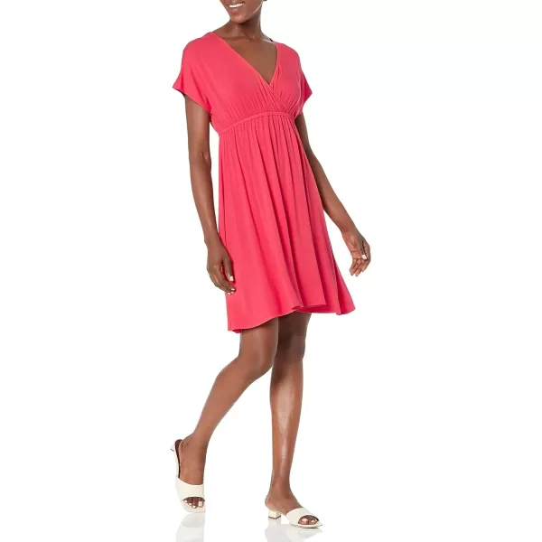 Amazon Essentials Womens Surplice Dress Available in Plus SizeRayon Blend Red