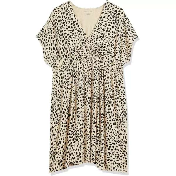 Amazon Essentials Womens Surplice Dress Available in Plus SizeRayon Blend Tan Animal Print