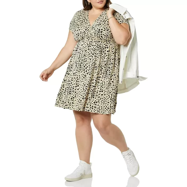 Amazon Essentials Womens Surplice Dress Available in Plus SizeRayon Blend Tan Animal Print