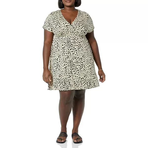 Amazon Essentials Womens Surplice Dress Available in Plus SizeRayon Blend Tan Animal Print