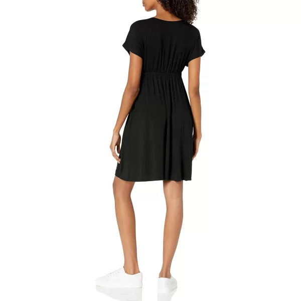 Amazon Essentials Womens Surplice Dress Available in Plus SizeSustainably Sourced Rayon Blend Black