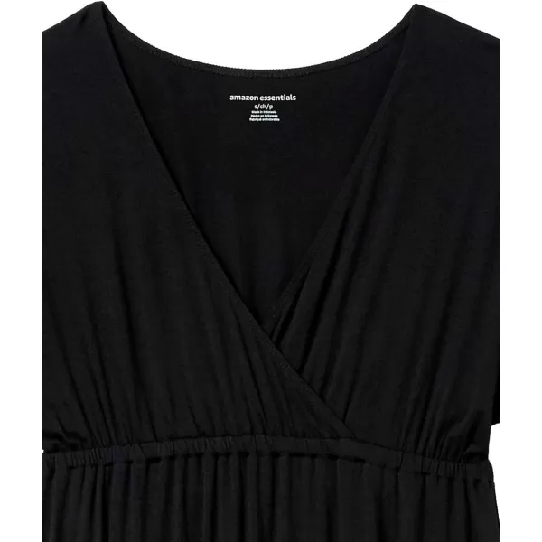 Amazon Essentials Womens Surplice Dress Available in Plus SizeSustainably Sourced Rayon Blend Black