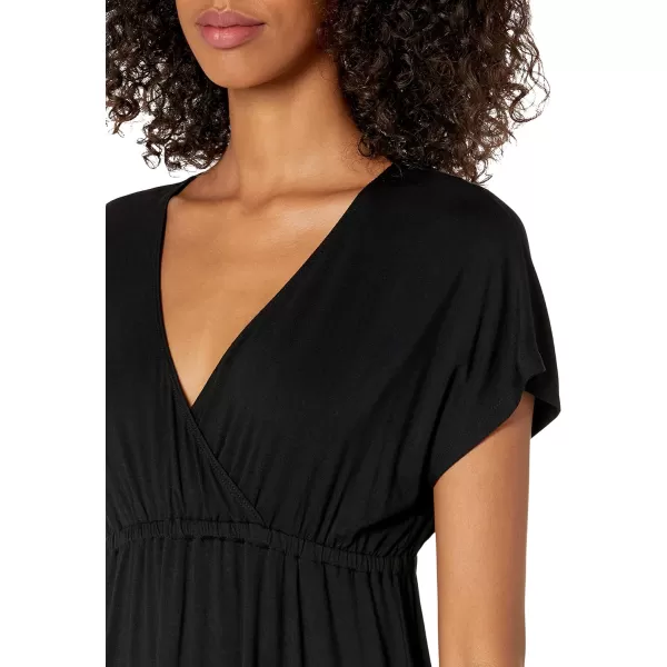 Amazon Essentials Womens Surplice Dress Available in Plus SizeSustainably Sourced Rayon Blend Black