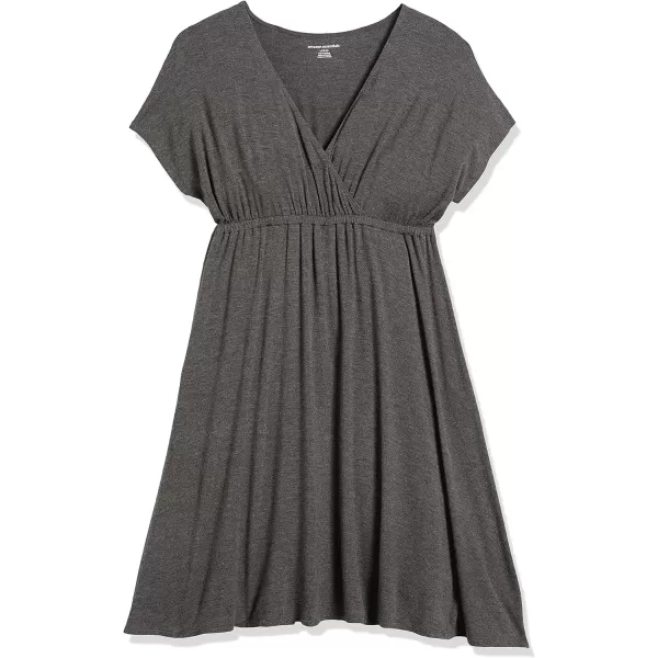 Amazon Essentials Womens Surplice Dress Available in Plus SizeSustainably Sourced Rayon Blend Charcoal Heather