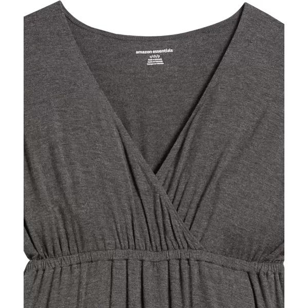 Amazon Essentials Womens Surplice Dress Available in Plus SizeSustainably Sourced Rayon Blend Charcoal Heather