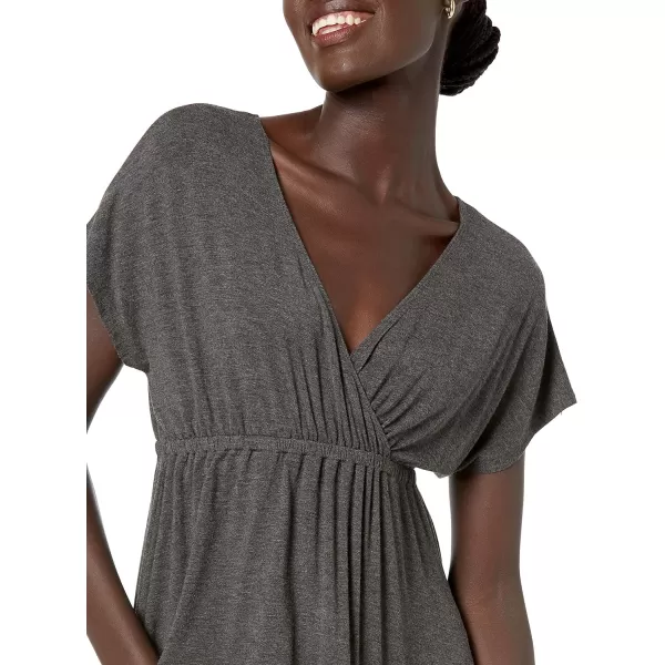 Amazon Essentials Womens Surplice Dress Available in Plus SizeSustainably Sourced Rayon Blend Charcoal Heather