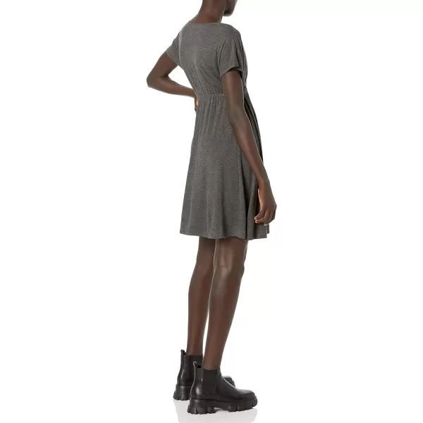 Amazon Essentials Womens Surplice Dress Available in Plus SizeSustainably Sourced Rayon Blend Charcoal Heather