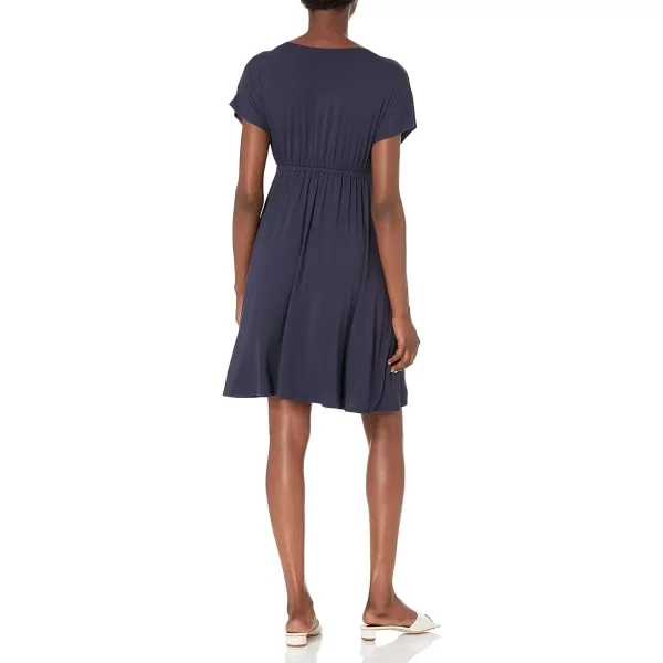 Amazon Essentials Womens Surplice Dress Available in Plus SizeSustainably Sourced Rayon Blend Navy