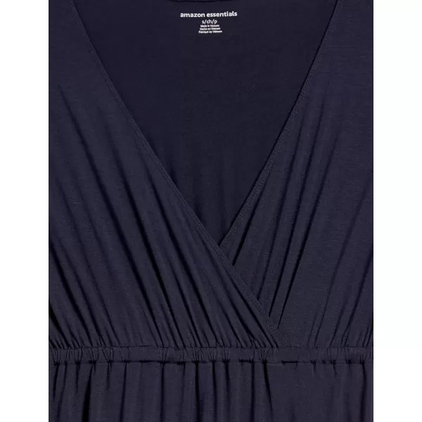 Amazon Essentials Womens Surplice Dress Available in Plus SizeSustainably Sourced Rayon Blend Navy