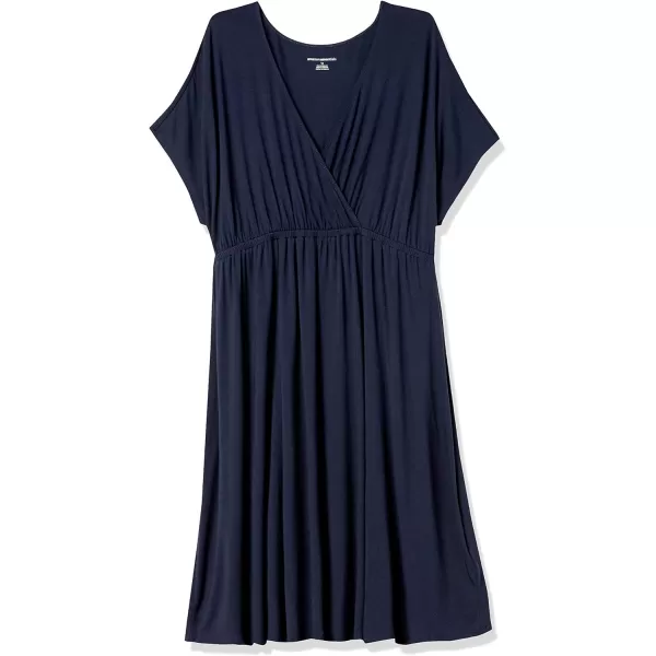Amazon Essentials Womens Surplice Dress Available in Plus SizeSustainably Sourced Rayon Blend Navy