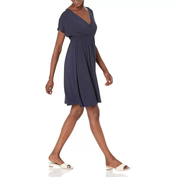 Amazon Essentials Womens Surplice Dress Available in Plus SizeSustainably Sourced Rayon Blend Navy