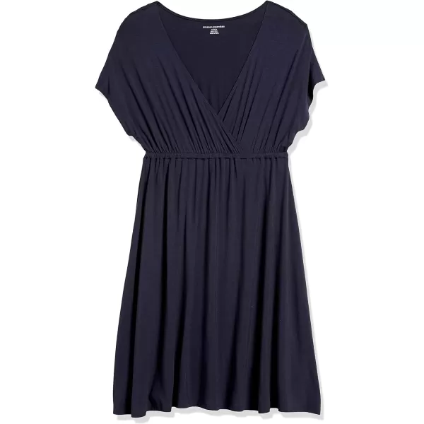 Amazon Essentials Womens Surplice Dress Available in Plus SizeSustainably Sourced Rayon Blend Navy