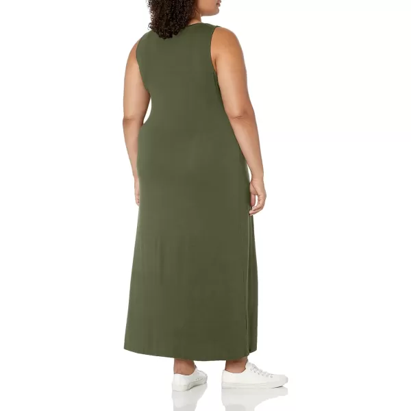 Amazon Essentials Womens Tank Maxi DressRayon Blend Dark Olive